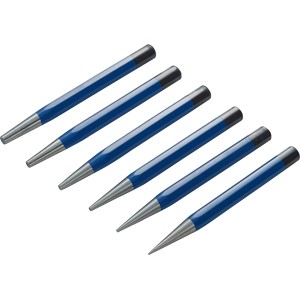 Set di 6 punzoni LUX-TOOLS con fusto blu e punta in acciaio.