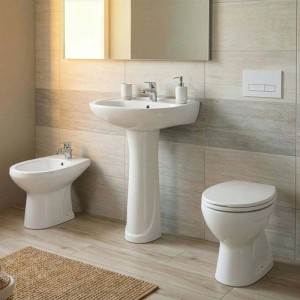 Bidet a terra Lake in ceramica bianco