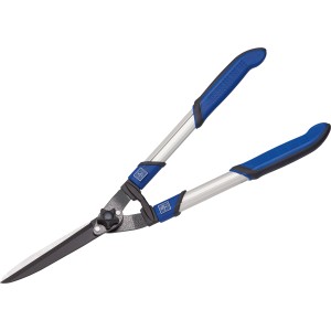 Cesoie per siepi LUX con manici in alluminio e impugnatura in plastica blu.