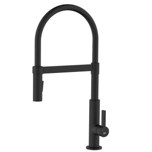 Miscelatore monocomando da cucina t.b.t. nero con bocca alta.