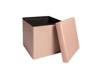 Pouf contenitore pieghevole tessuto rosa 38x38 cm