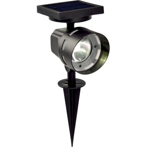 Faretto solare a LED Borga con picchetto per illuminazione giardino. Lampada solare in plastica nera.