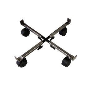 Sottovaso con ruote per piante, struttura in metallo con 4 ruote.