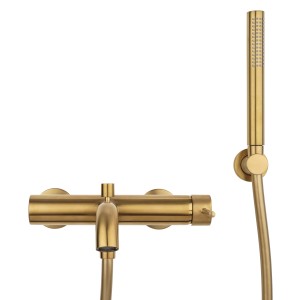 Miscelatore per vasca t.b.t. dorato con doccetta per bagni rilassanti.