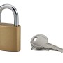 Lucchetto color ottone con chiave per una maggiore sicurezza.