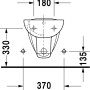 Disegno tecnico del bidet sospeso Duravit D-Code con dimensioni per l'installazione.