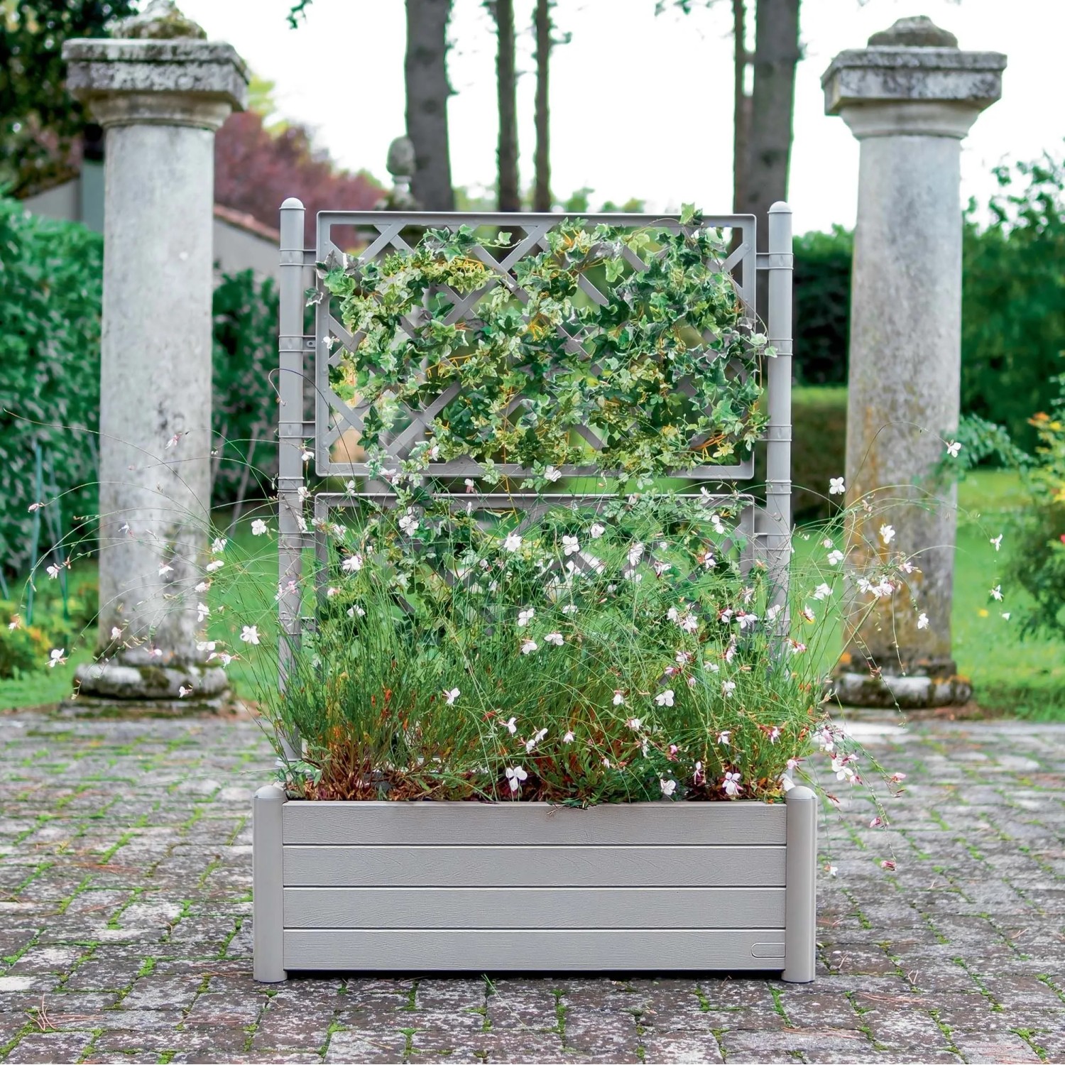 Stefanplast Fioriera Quadrata Italia 43 Cm Stone Grey – Vaso Effetto Legno Per Esterno, Resistente Al Gelo, 30 Litri, Modulare - 5