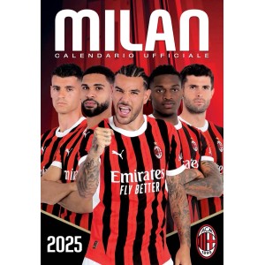 Calendario AC Milan 2025 come decorazione murale con foto della squadra.
