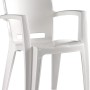 Sedia da giardino bianca t.b.t. in plastica con braccioli.