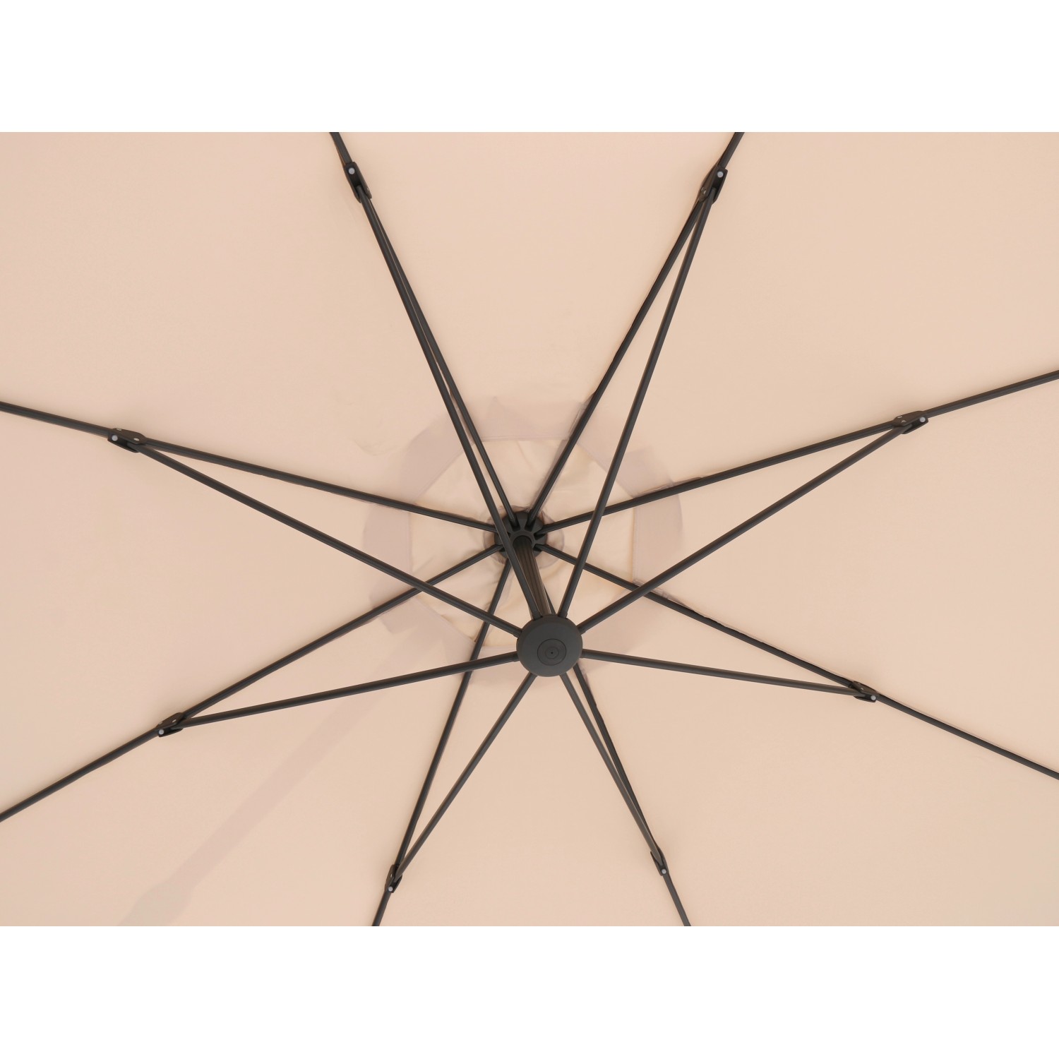 Dettaglio: Ombrellone a braccio Cocoa Beach beige (Ø 350 cm) con struttura nera.