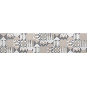 Paraschizzi t.b.t. con motivi geometrici in beige e grigio.