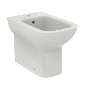 Bidet t.b.t. in ceramica bianca, vista frontale.