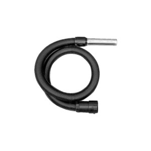 Tubo di aspirazione nero e flessibile con ugello per aspirapolvere.