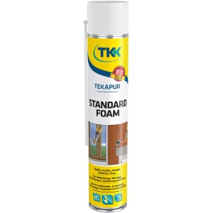 Bomboletta di schiuma standard Tekapur, giallo e bianco, per sigillare, isolare e assemblare.