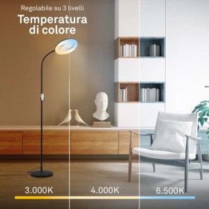 Lampada LED da terra Windy con ventilatore 1380 lm luce calda metallo nero