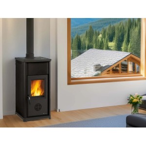 Stufa a legna in acciaio porcellanato Tea Nordica 7 kW nero