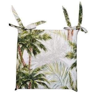 Cuscino da esterno t.b.t. con motivo tropicale di palme e lacci.