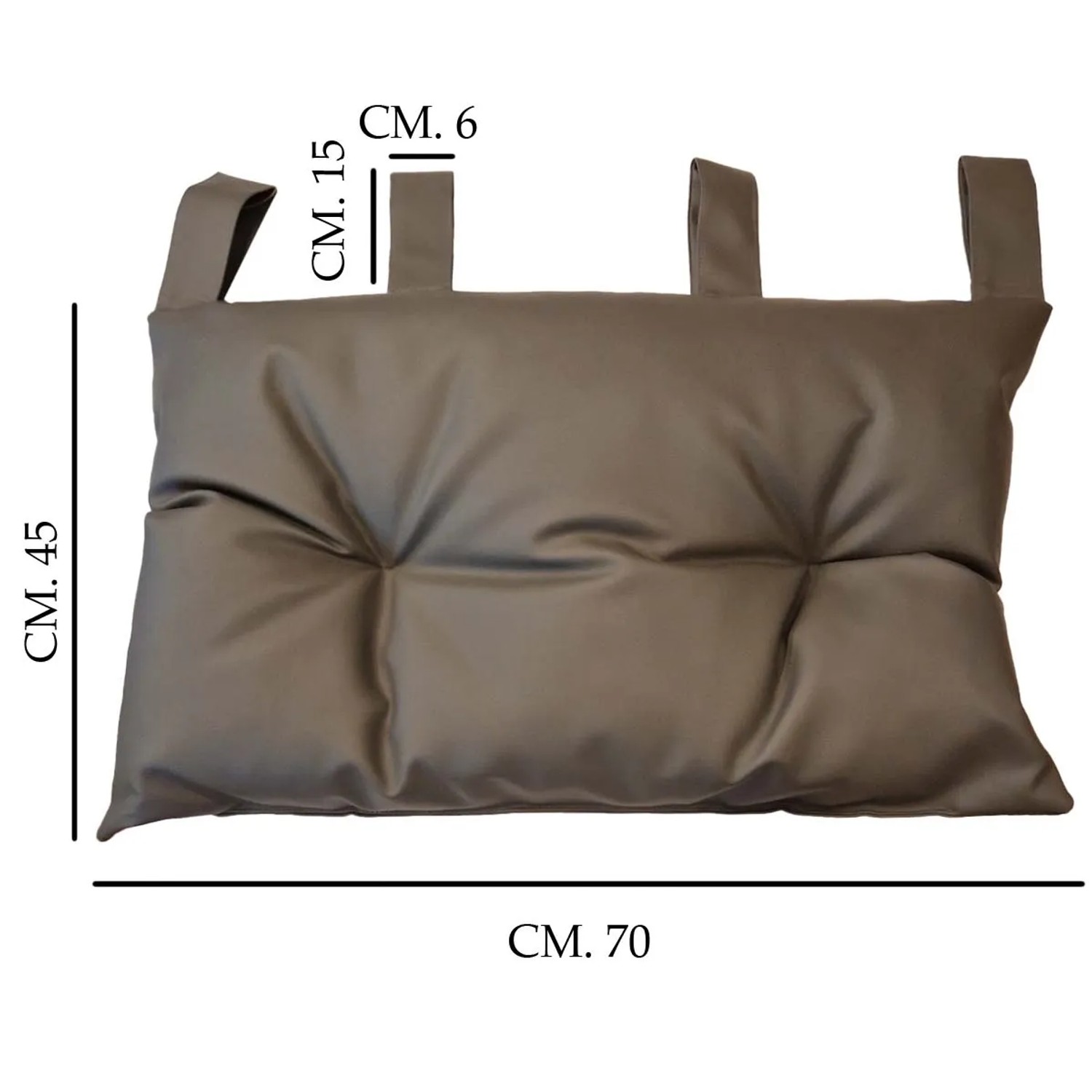 Cuscino t.b.t. grigio con passanti per il fissaggio, 70x45 cm. Cuscino decorativo per la zona giorno.