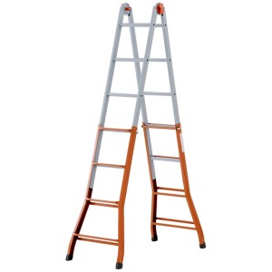 Scala edile t.b.t. grigia e arancione, piegata.