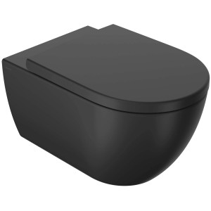 WC sospeso nero (t.b.t.) con coperchio chiuso.