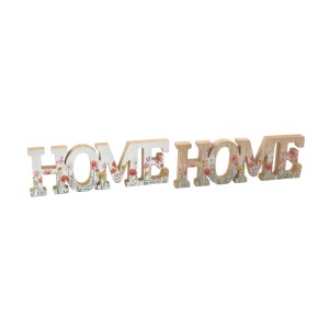 Scritta decorativa in legno HOME 30x10 cm bianco e marrone