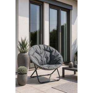 Poltrona in acciaio e poliestere Moon 82x14x82 cm grigio