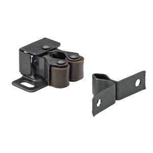 Accessorio per mobili t.b.t.: Fermo a rullo in metallo con staffa per ante di armadi.