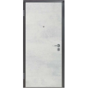 Porta blindata t.b.t. con anta grigia e maniglia argentata.