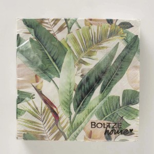 t.b.t. Tovagliolo di carta con motivo di foglie tropicali.