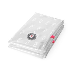 t.b.t. Organizer armadio: Sacchi sottovuoto trasparenti con valvola e chiusure rosse.