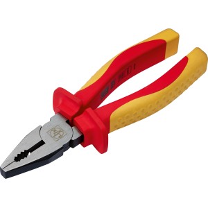 Pinza universale LUX Classic 180 mm con manico in plastica a 3 componenti rosso e giallo.