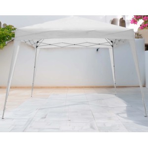 Gazebo bianco t.b.t. con struttura in acciaio per giardino e patio.