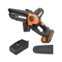 Motosega a una mano Worx WG326E 20V con batteria, caricabatterie e protezione lama.
