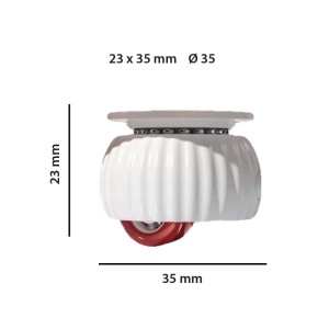 Mini ruote adesive set 4 pezzi Ø 35 mm portata 60 kg bianco rosso
