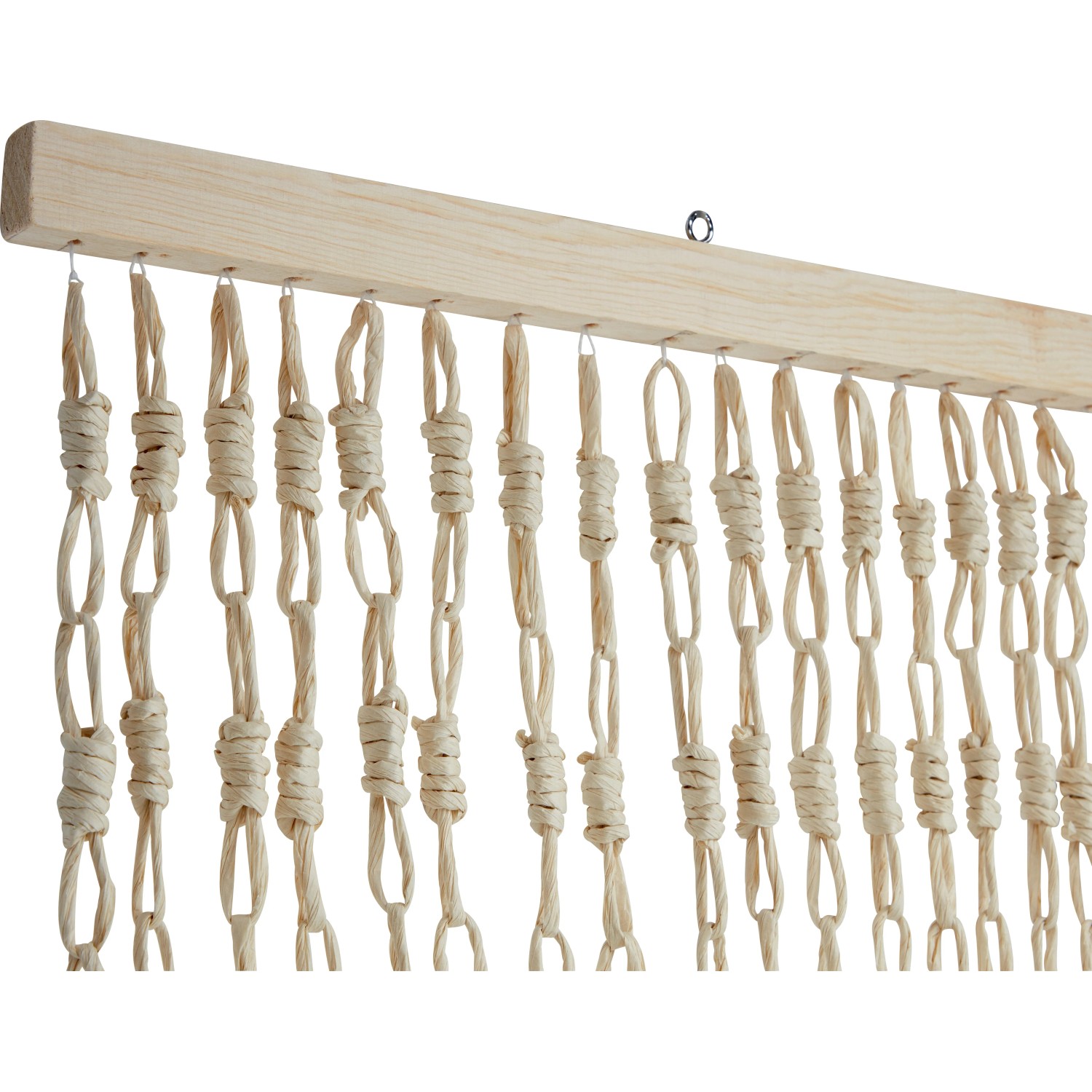 Tenda decorativa per porta in corda di cotone con asta di legno.