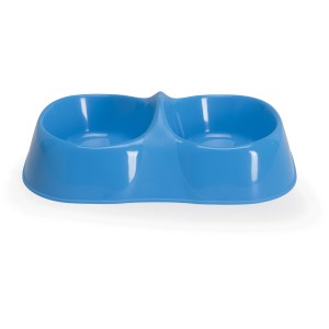 Doppia ciotola blu per cani.