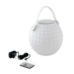 Lampada da esterno bianca t.b.t. con maniglia, alimentatore e telecomando.