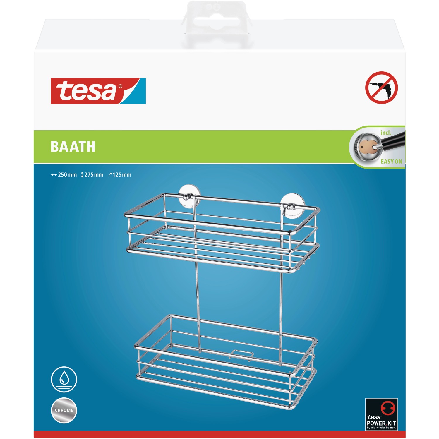 Cesta portaoggetti doccia doppia mensola in alluminio Tesa Baath