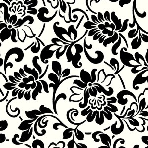 Pellicola adesiva con motivo floreale nero su sfondo chiaro.