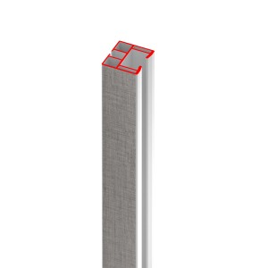 Dettaglio: profilo per porta a soffietto t.b.t., effetto legno grigio.