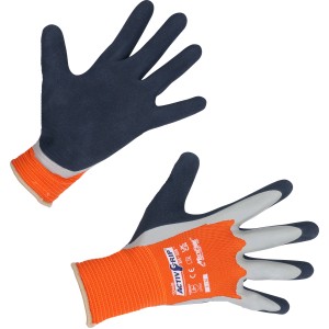 Guanti da lavoro LUX Super Grip taglia 10, blu/arancio, con rivestimento in nitrile per una presa sicura.