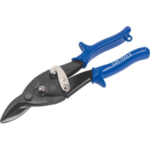 Cesoie per lamiera LUX Classic, 240 mm, taglio destro con manico blu.