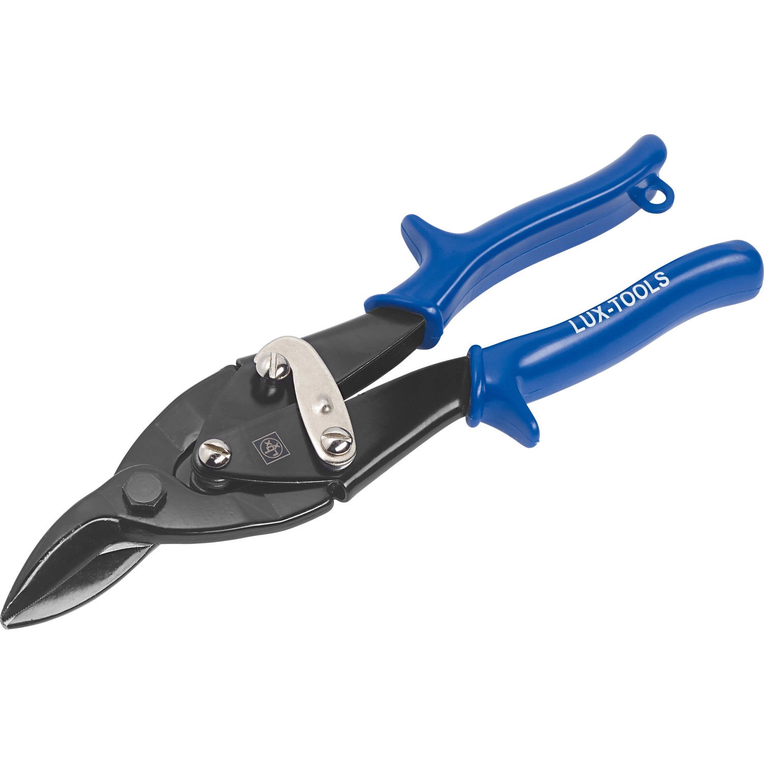 Cesoie per lamiera LUX Classic, 240 mm, taglio destro con manico blu.