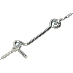 Gancio antivento zincato con occhiello, 3,4 x 60 mm, per fissare porte e persiane.