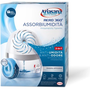 Deumidificatore Airsana Aero 360° nella confezione, per ridurre umidità e odori.