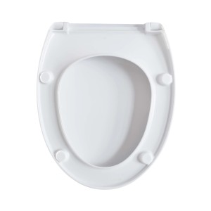 Sedile WC t.b.t. bianco in plastica, vista dall'alto.