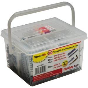 Scatola con 80 t.b.t. tasselli e viti, varie misure.