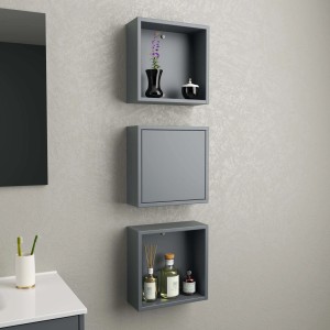 Pensili bagno t.b.t. grigi, quadrati, in diverse varianti a parete.