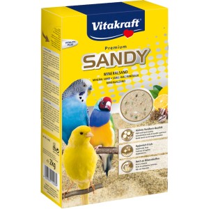 Vitakraft Mineralsand Sandy Premium 2 kg per uccelli con profumo di agrumi e anice.