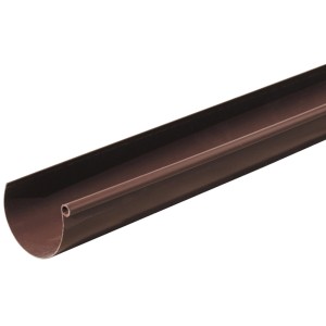 Grondaia in plastica marrone, parte del sistema di grondaie e pluviali.